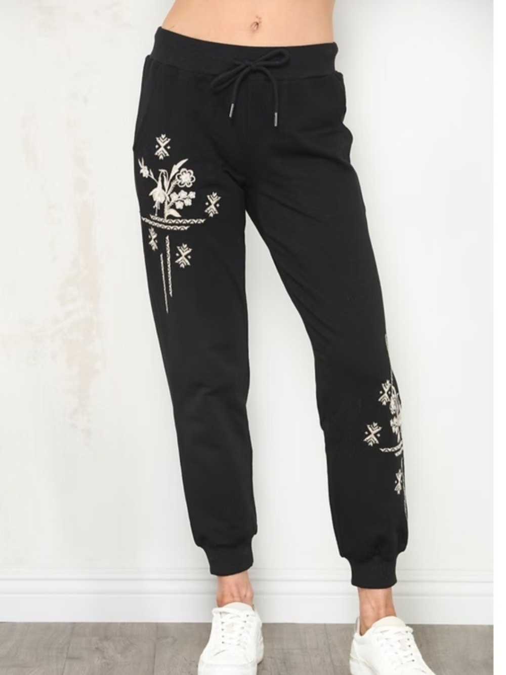 Black Embroidered Jogger Pants - Women - Paparazzi By BIZ